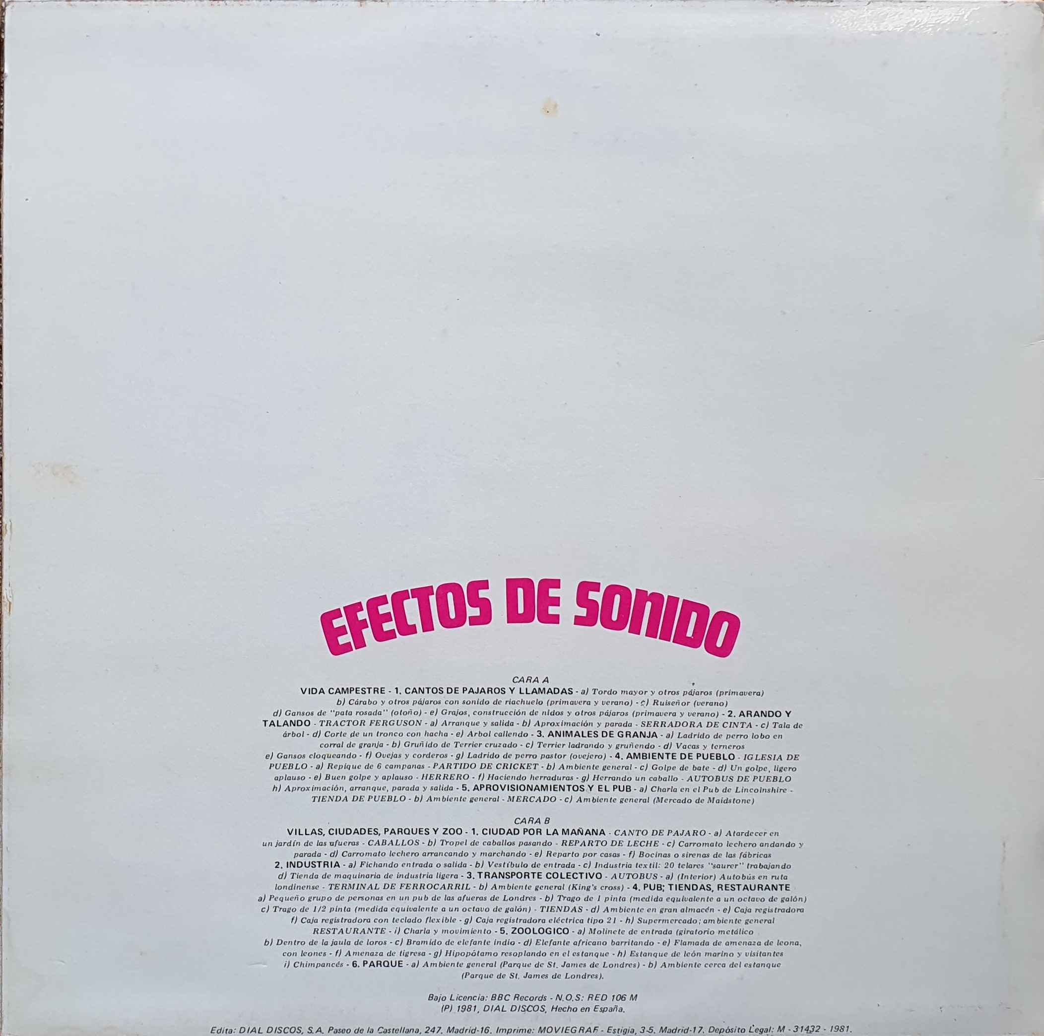 Picture of 51.0110 Efectos de sonido No 6 by artist Various from the BBC records and Tapes library
